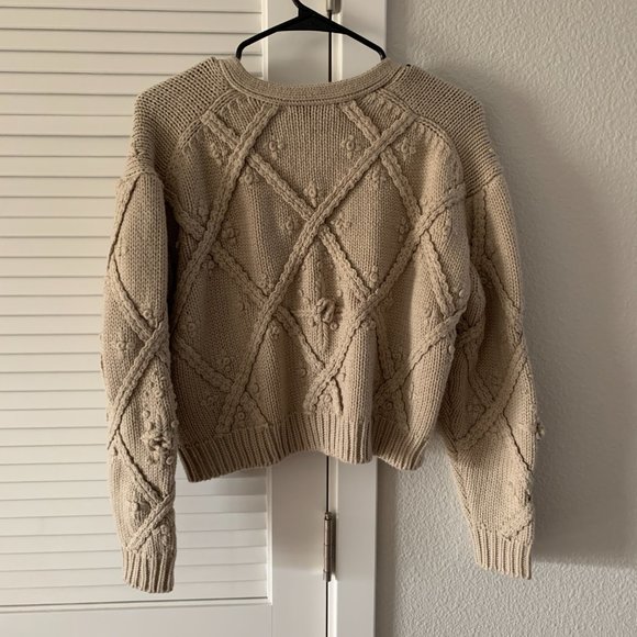 BLOGGER NEW ZARA Women Chunky Floral Sweater Cardigan 1957/104, Tan/Mink, Size S - Picture 2 of 10